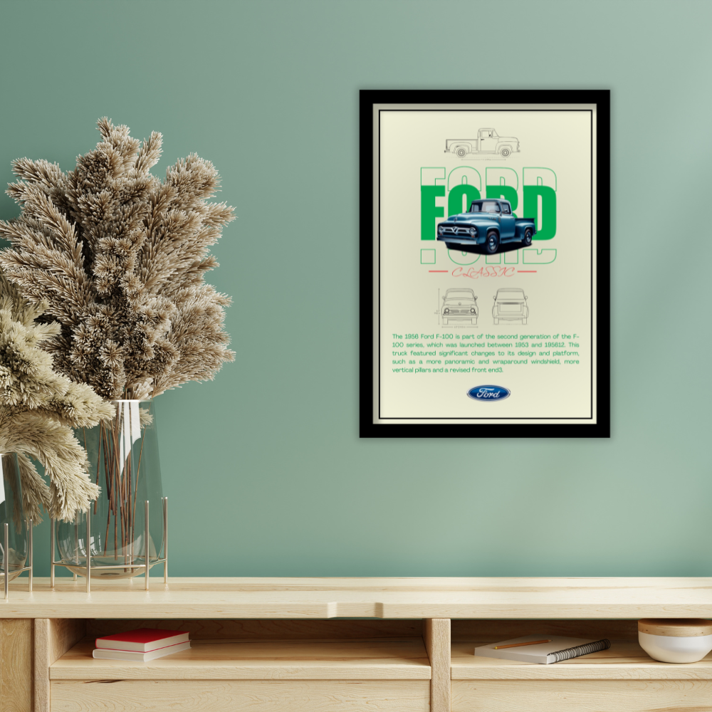 FORD CLASSIC F-100 1956 - Framed Car Poster