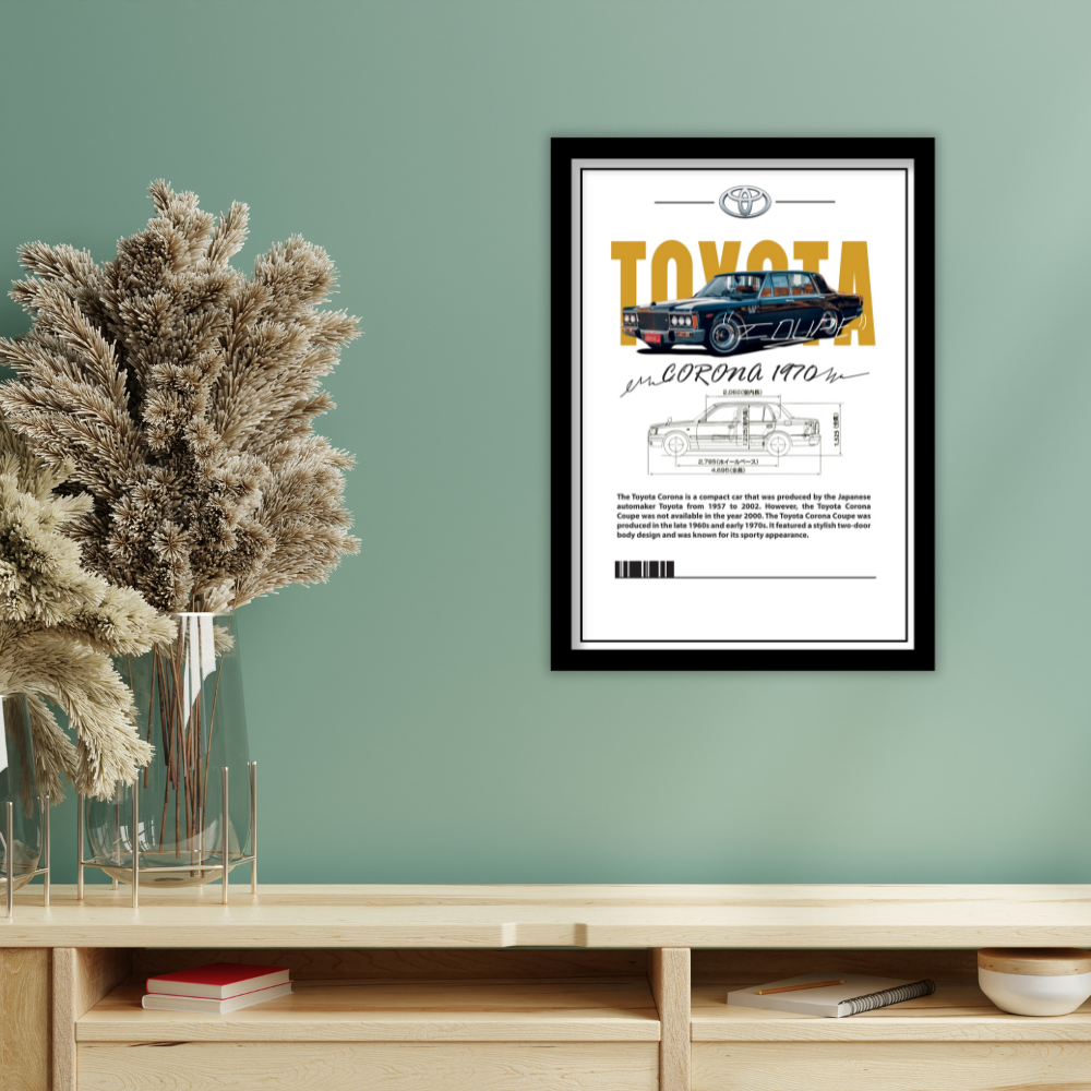 TOYOTA CORONA 1970 V2 - Framed Car Poster