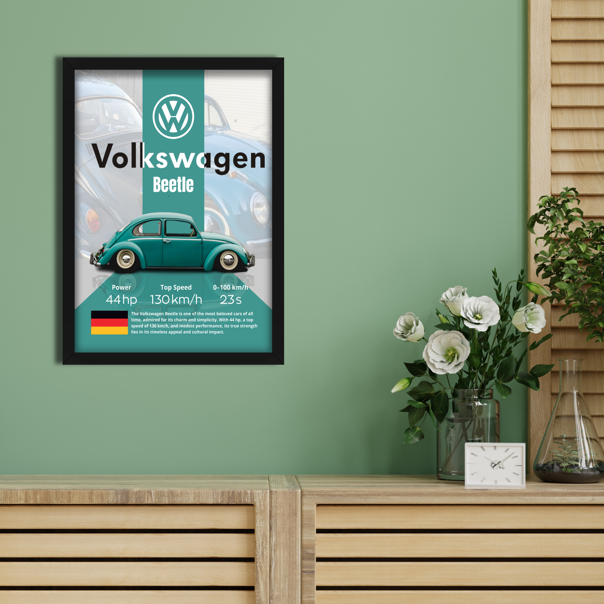 VOLKSWAGEN BEETLE - Framed Car Poster