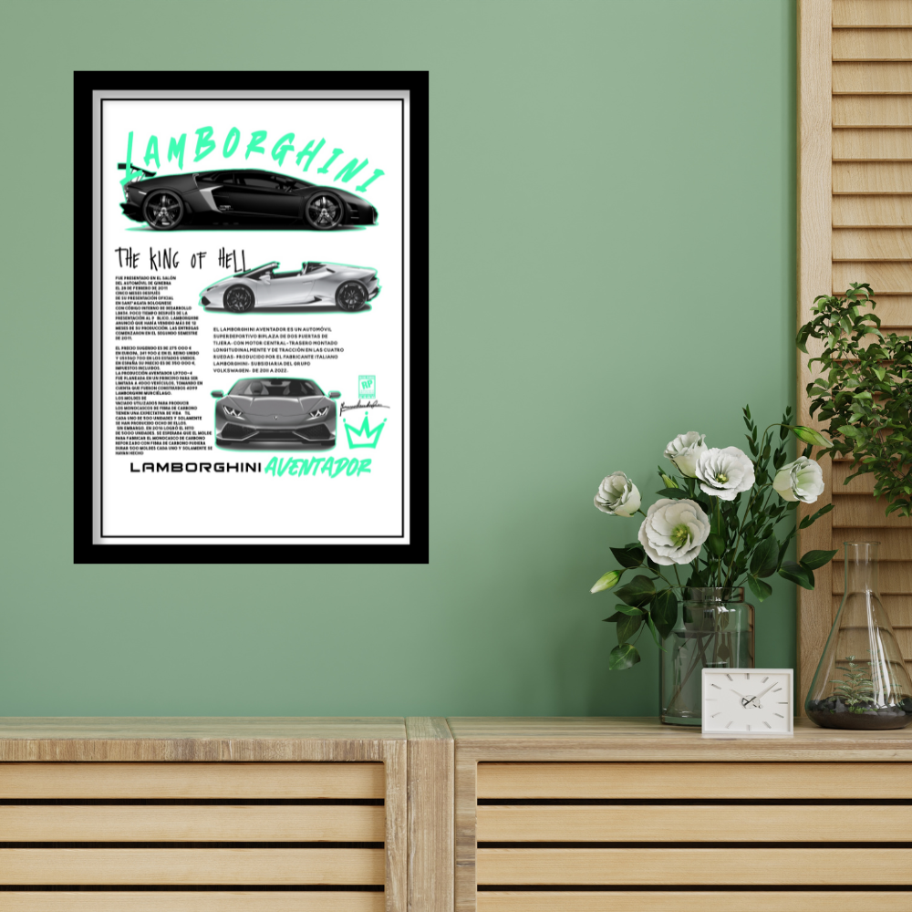 LAMBORGHINI AVENTADOR - Framed Car Poster