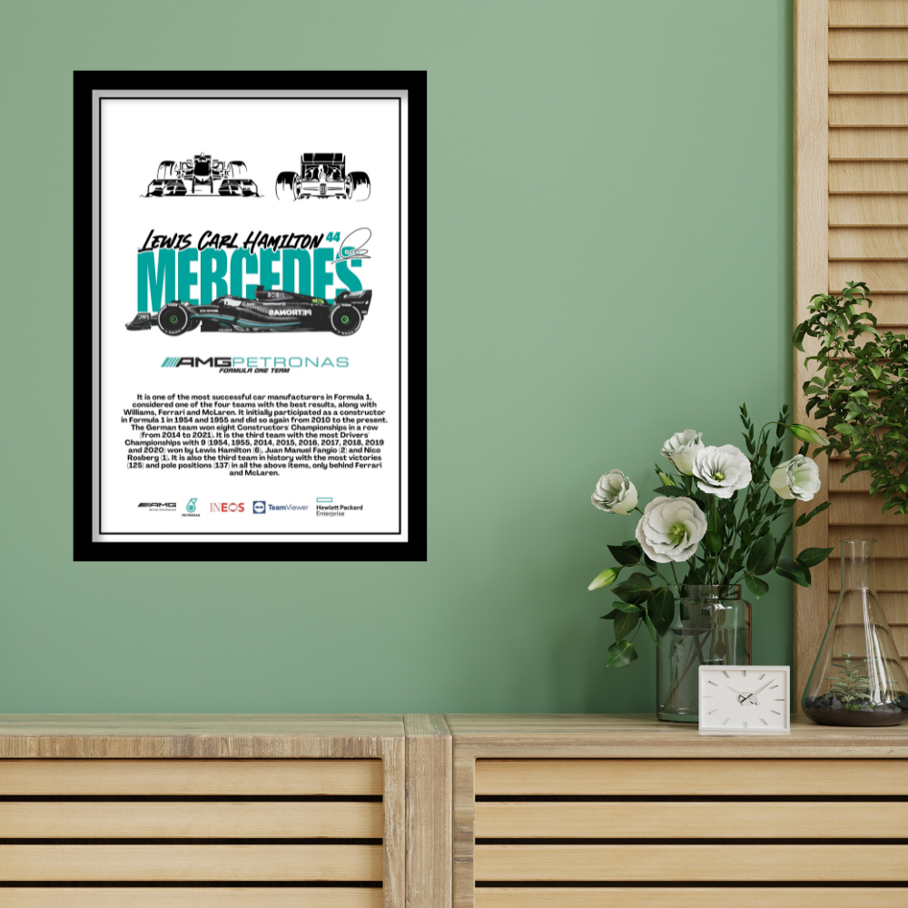MERCEDES LEWIS CARL HAMILTON 44 - Framed Car Poster