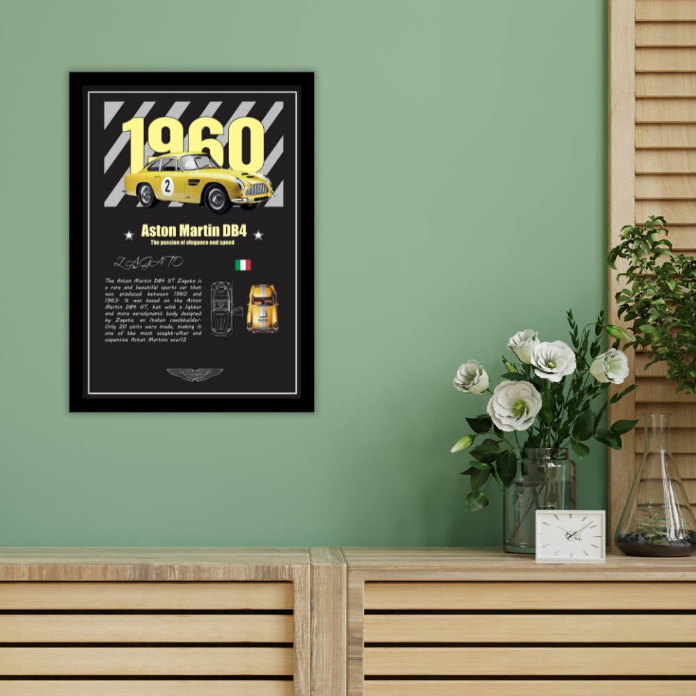 ASTON MARTIN DB4 GT ZAGATO 1960 - Framed Car Poster