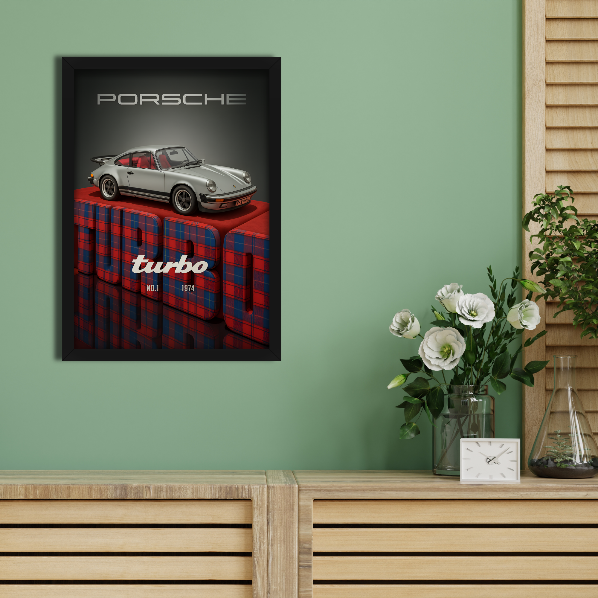 PORSCHE TURBO - Framed Car Poster