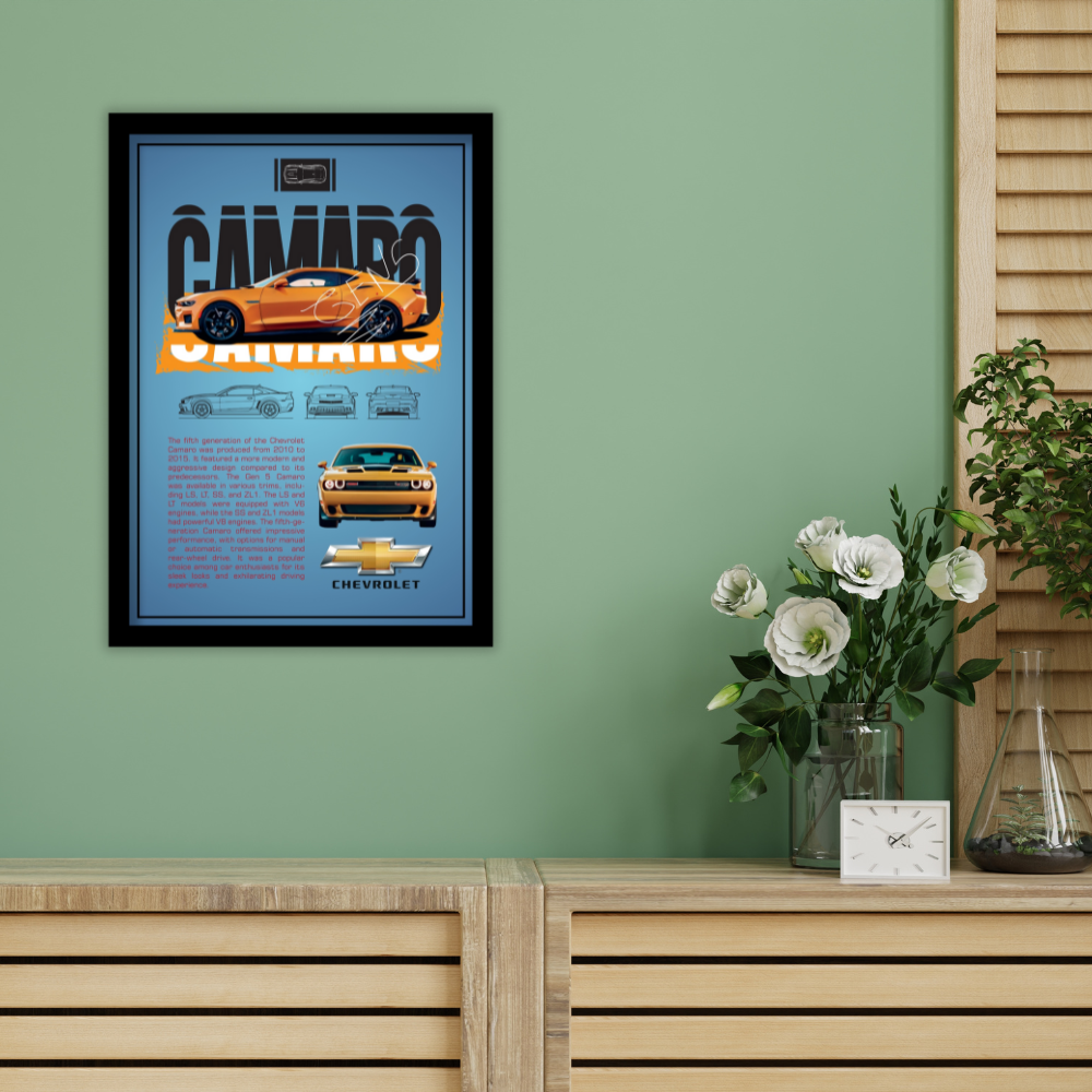 CHEVROLET CAMARO 5TH GEN - Framed Car Poster