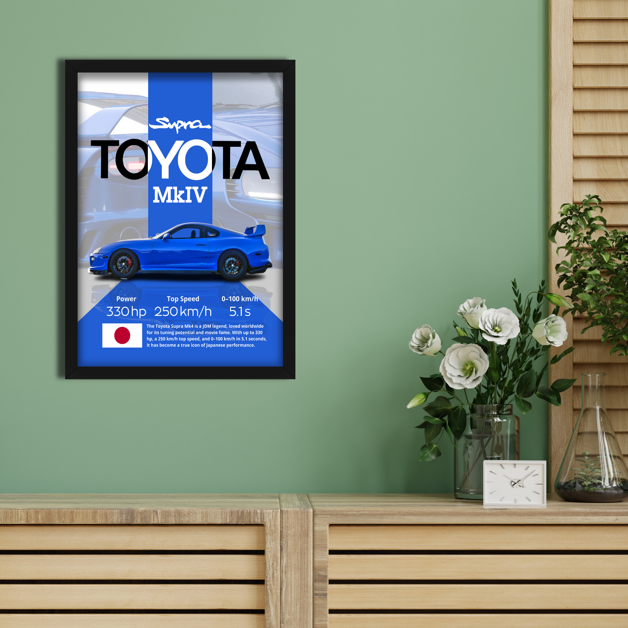 TOYOTA SUPRA MKIV - Framed Car Poster