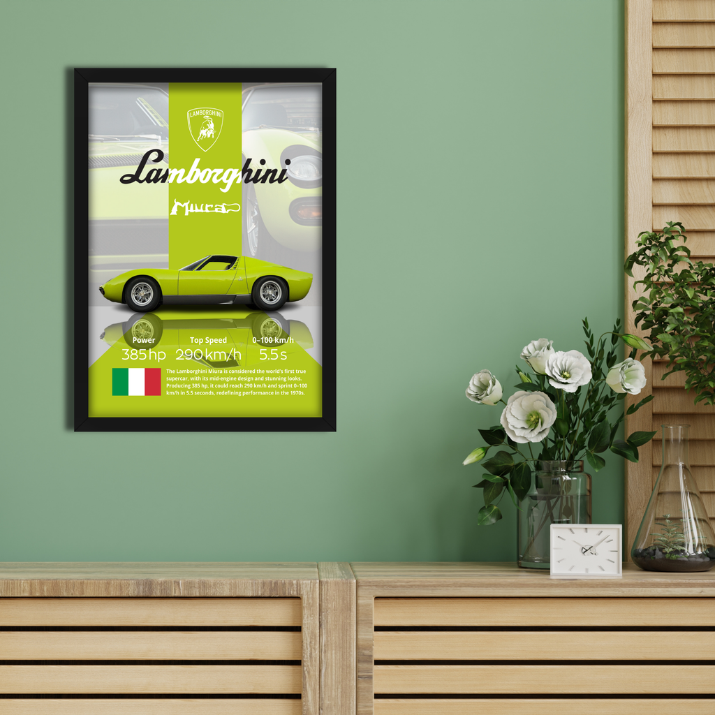 LAMBORGHINI MIURA - Framed Car Poster