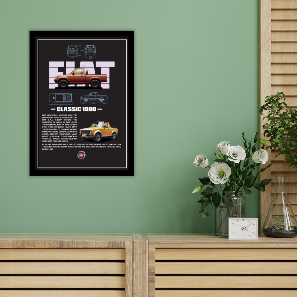 FIAT CLASSIC 1980 V1 - Framed Car Poster