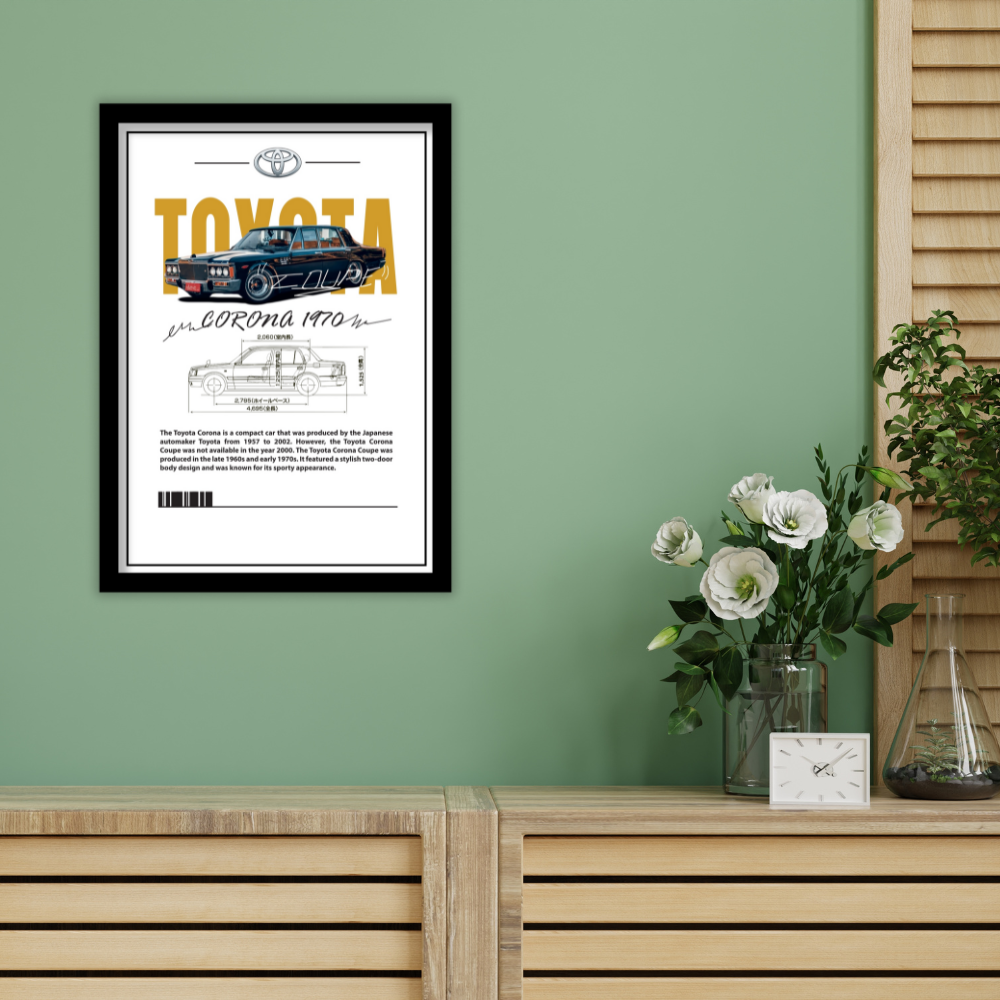 TOYOTA CORONA 1970 V2 - Framed Car Poster