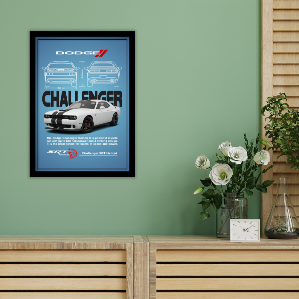 DODGE CHALLENGER SRT HELLCAT - Framed Car Poster