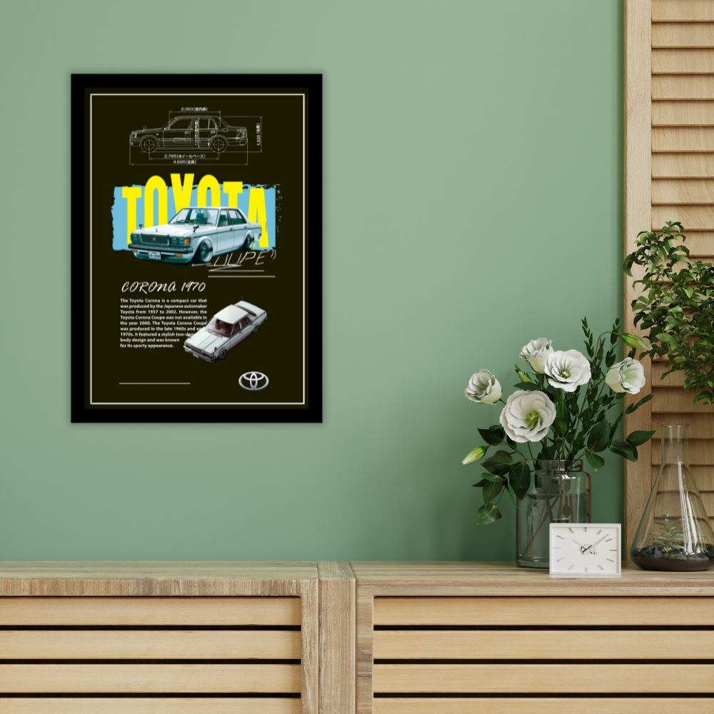TOYOTA CORONA 1970 V1 - Framed Car Poster