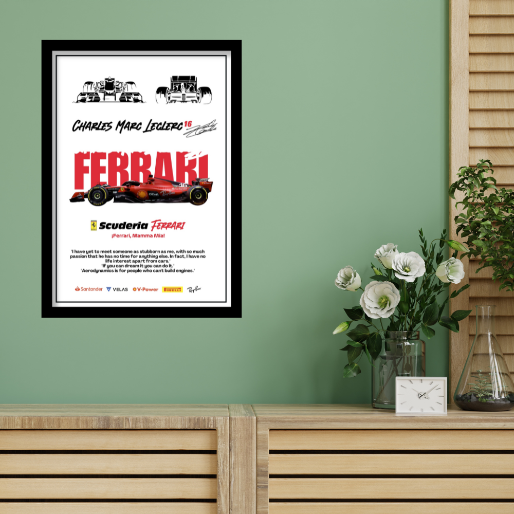 FERRARI CHARLES MARC LECLERC 16 - Framed Car Poster