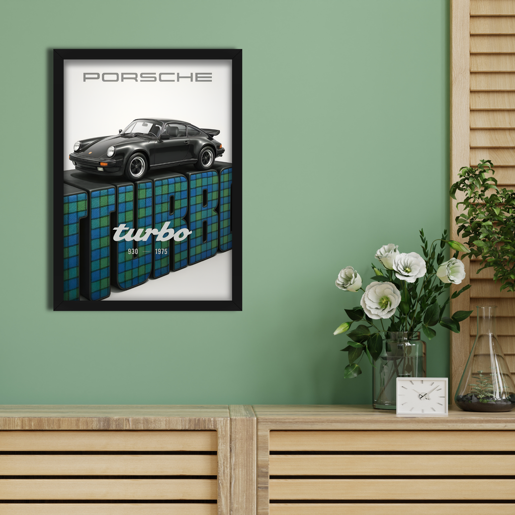 PORSCHE TURBO -1 - Framed Car Poster