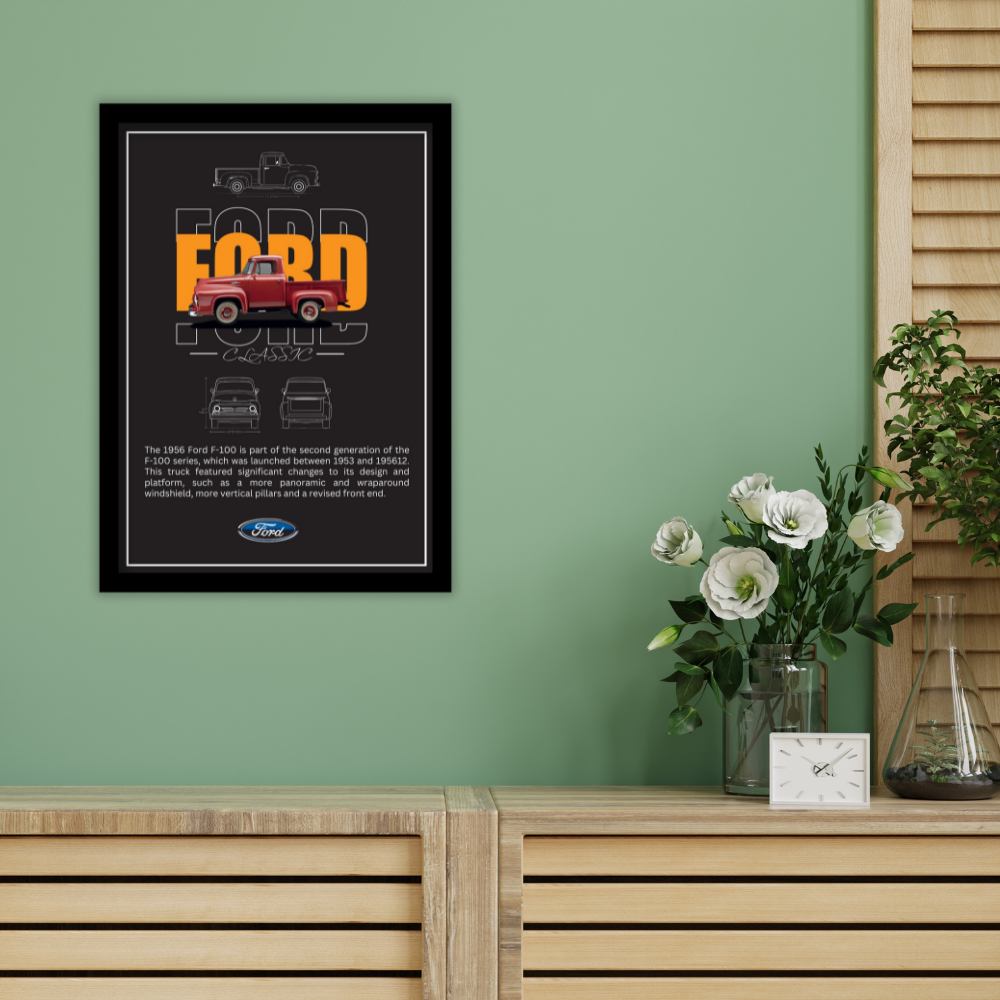 FORD F-100 1956 - Framed Car Poster