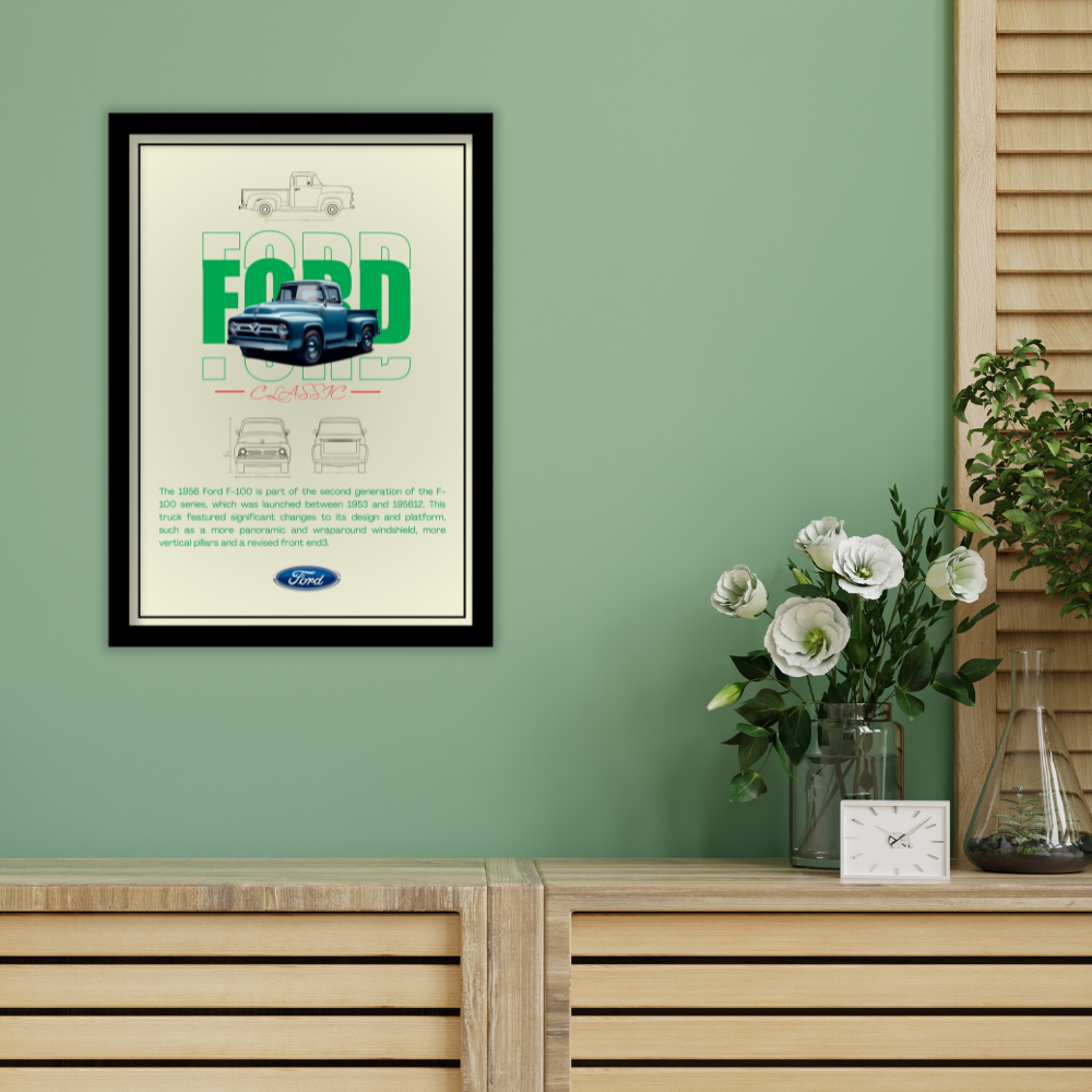 FORD CLASSIC F-100 1956 - Framed Car Poster