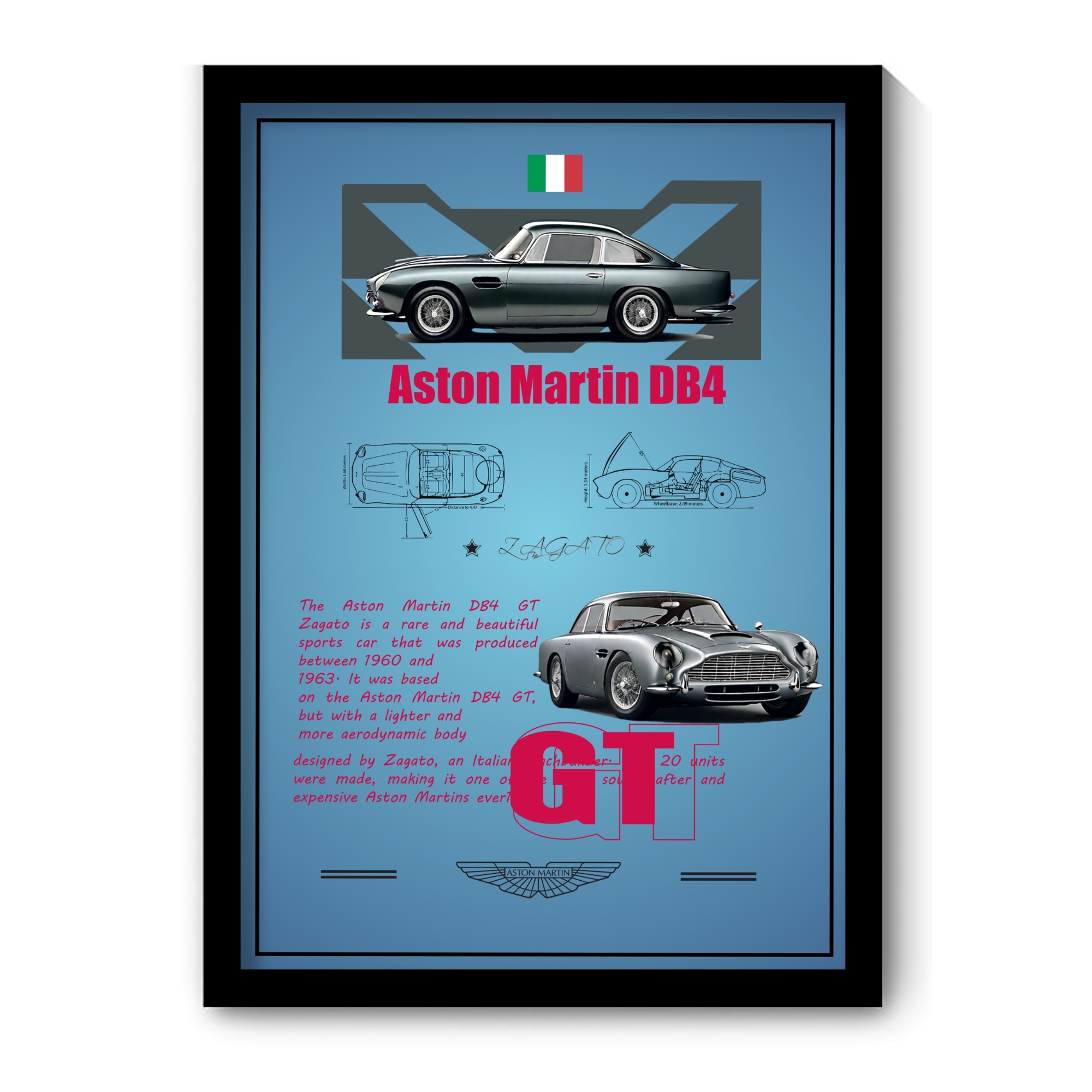 ASTON MARTIN DB4 GT - Framed Car Poster