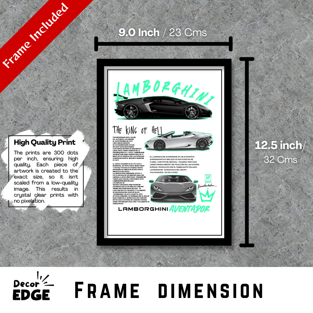 LAMBORGHINI AVENTADOR - Framed Car Poster