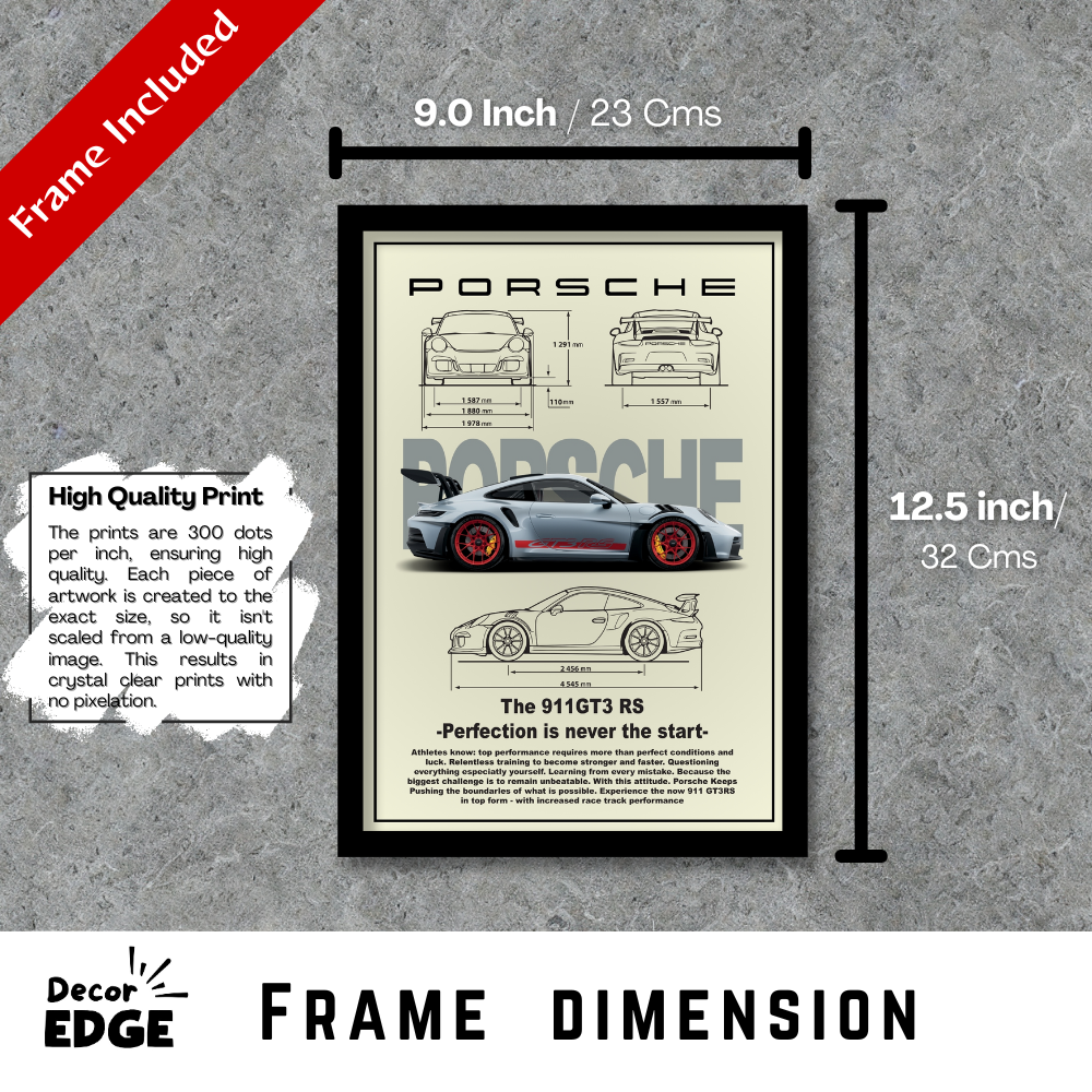 PORSCHE THE 911 GT3 RS - Framed Car Poster