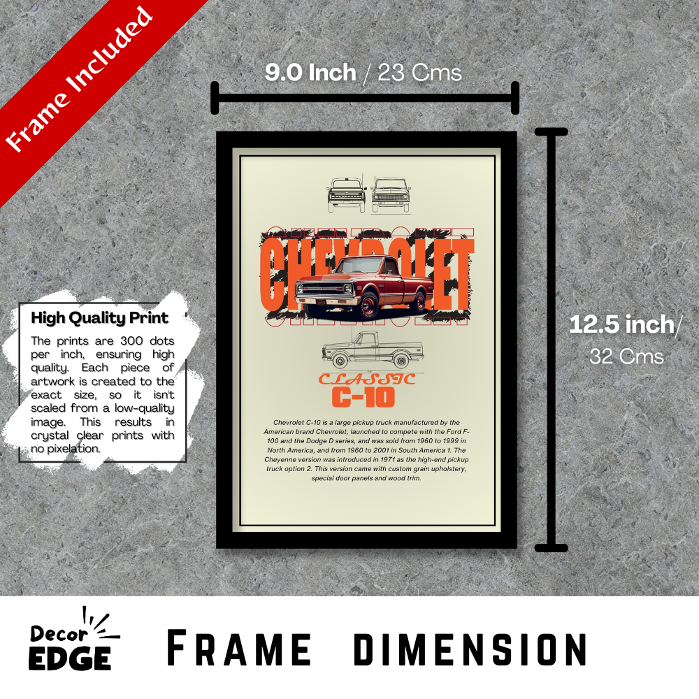 CHEVROLET CLASSIC C-10 V2 - Framed Car Poster