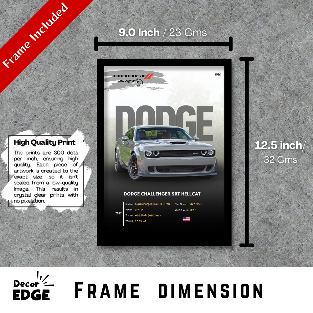 DODGE CHALLENGER SRT - Framed Car Poster