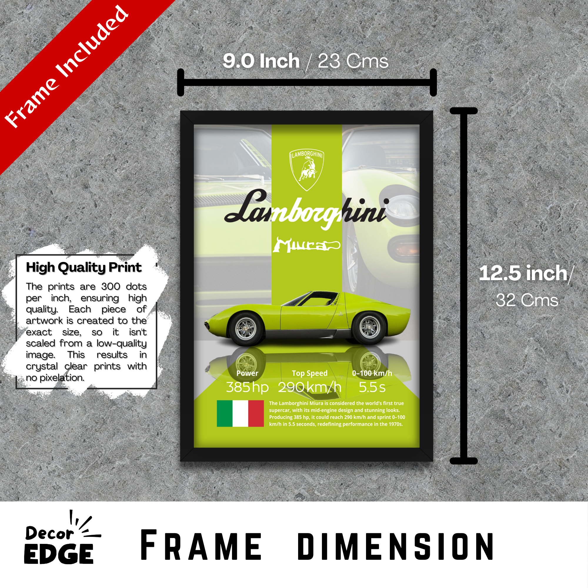 LAMBORGHINI MIURA - Framed Car Poster