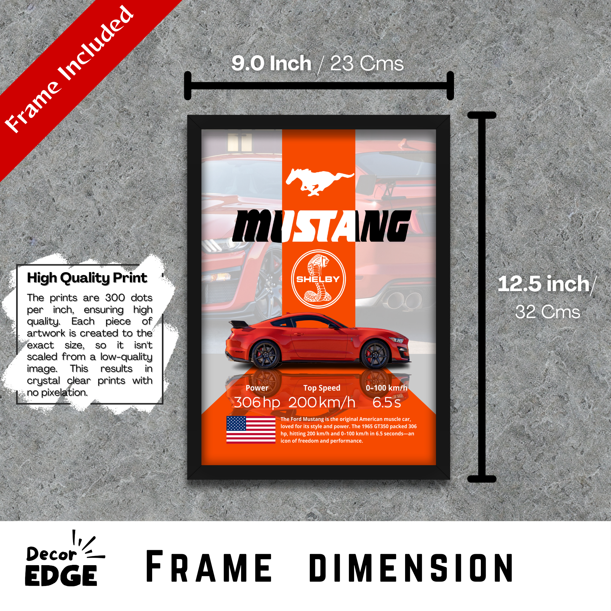 MUSTANG SHELBY - Framed Car Poster