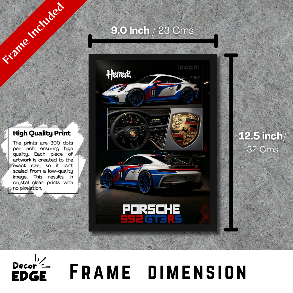PORSCHE 992 GT3RS - Framed Car Poster