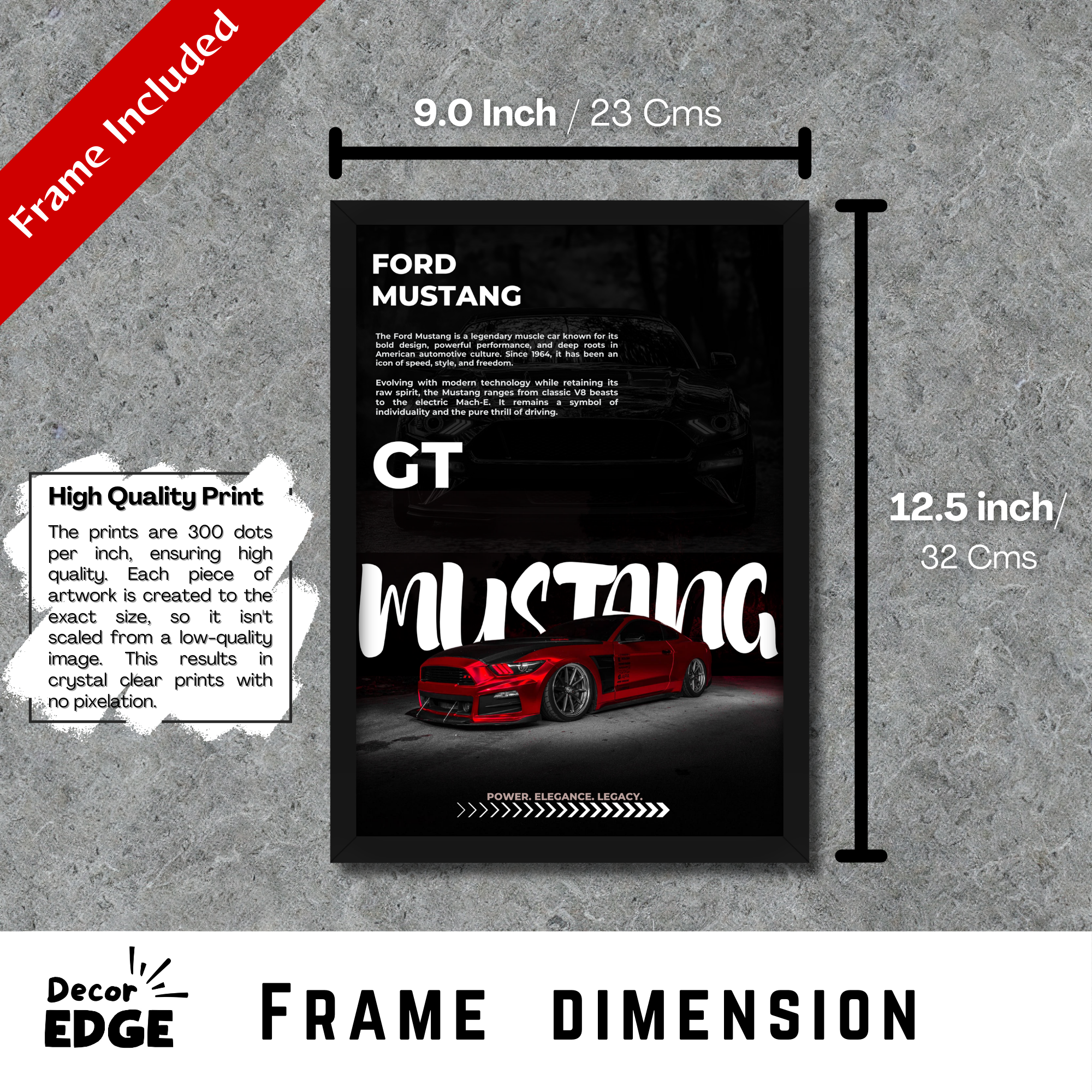 GT MUSTANG - Framed Car Poster