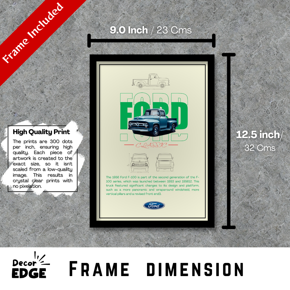 FORD CLASSIC F-100 1956 - Framed Car Poster