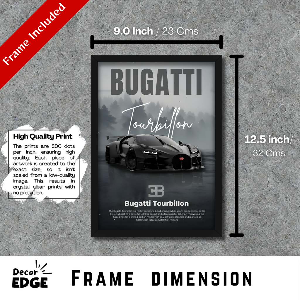 BUGATTI TOURBILLON - Framed Car Poster
