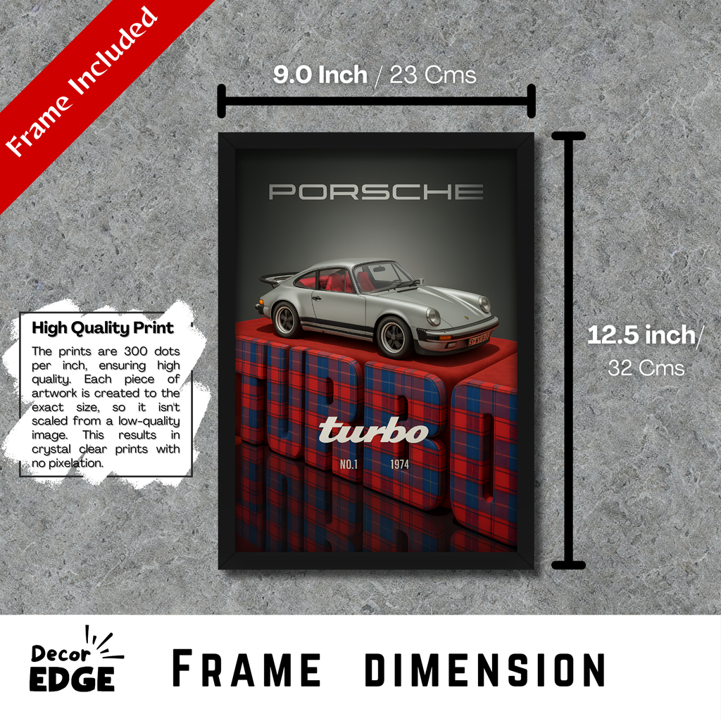 PORSCHE TURBO - Framed Car Poster