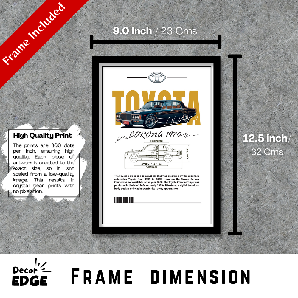 TOYOTA CORONA 1970 V2 - Framed Car Poster