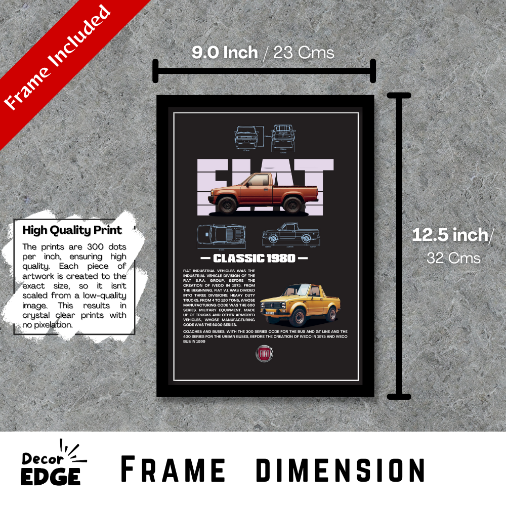 FIAT CLASSIC 1980 V1 - Framed Car Poster