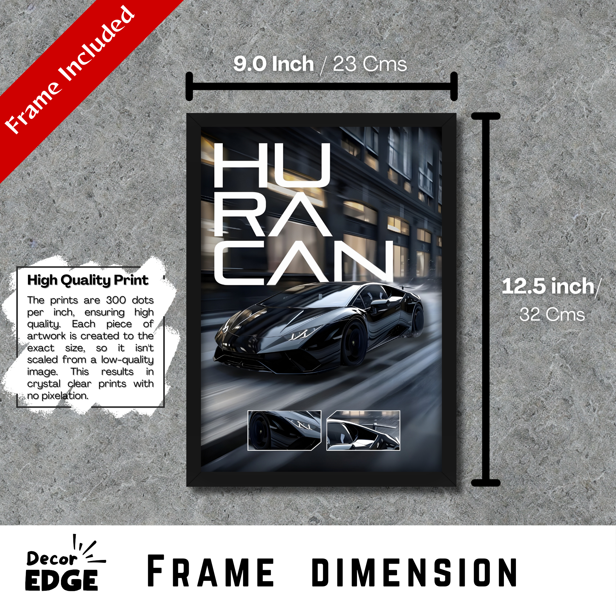 HURACAN - Framed Car Poster