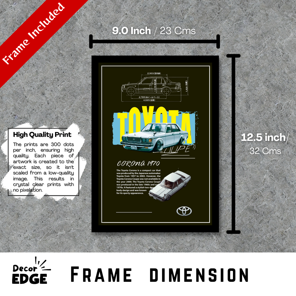 TOYOTA CORONA 1970 V1 - Framed Car Poster