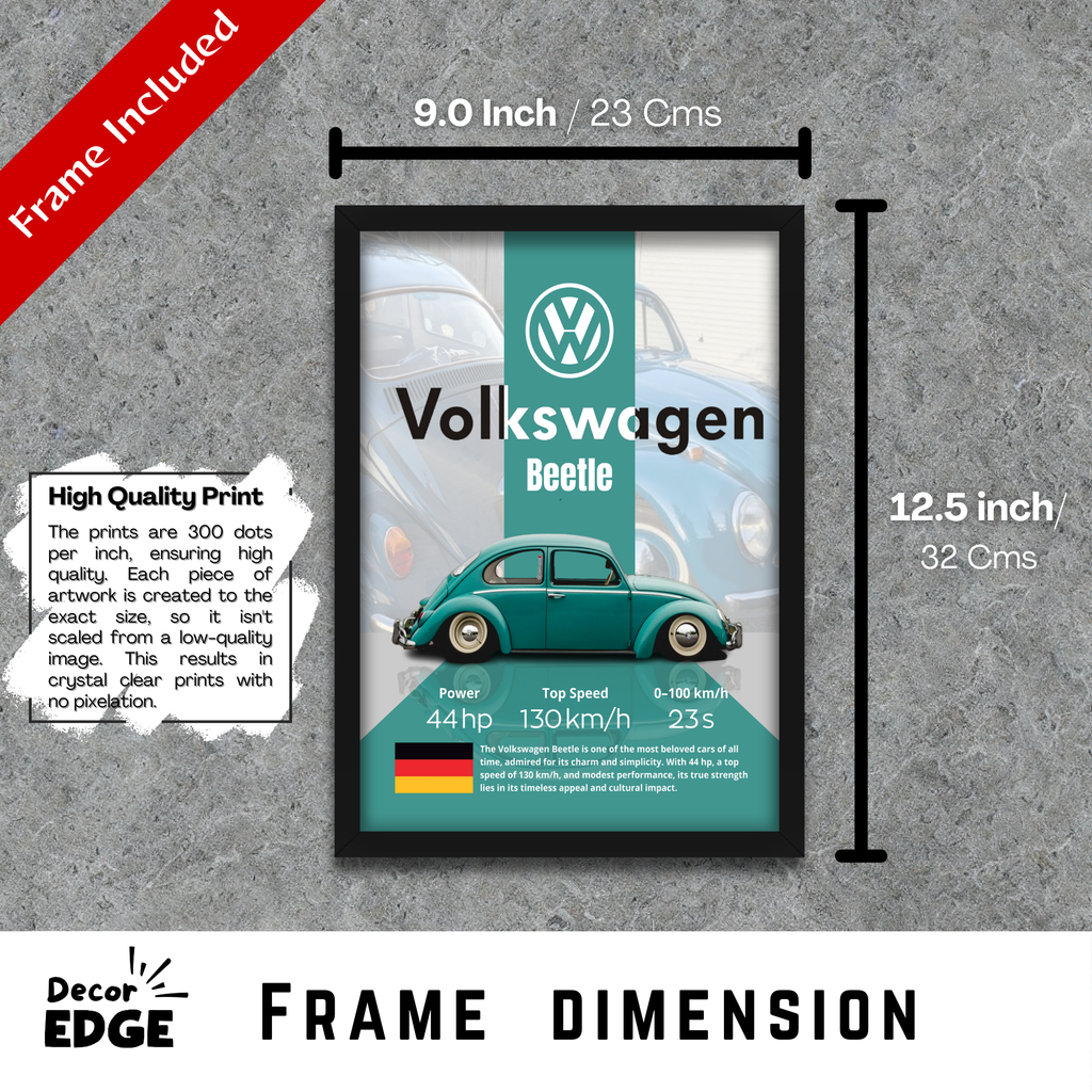 VOLKSWAGEN BEETLE - Framed Car Poster