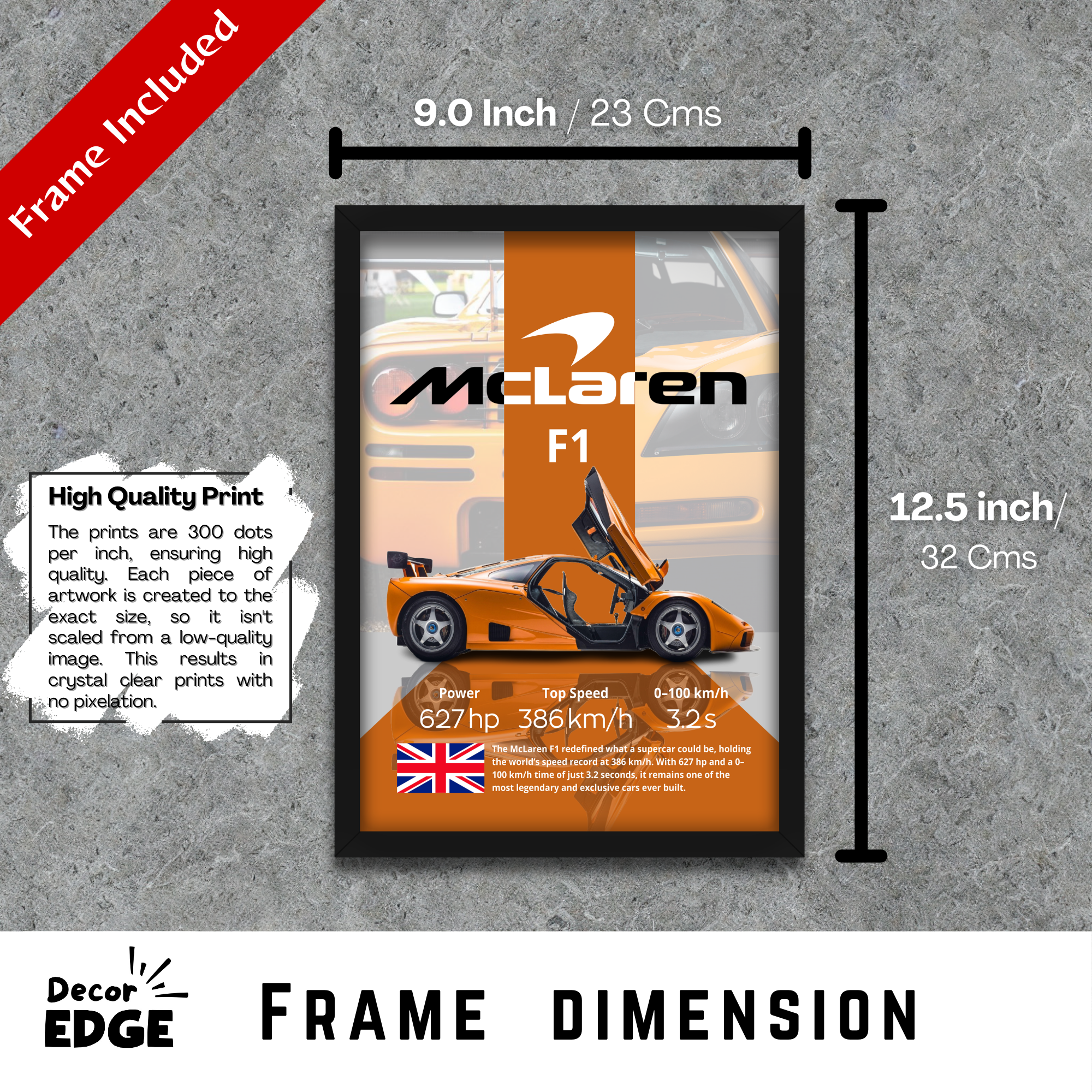 MCLAREN F1 - Framed Car Poster