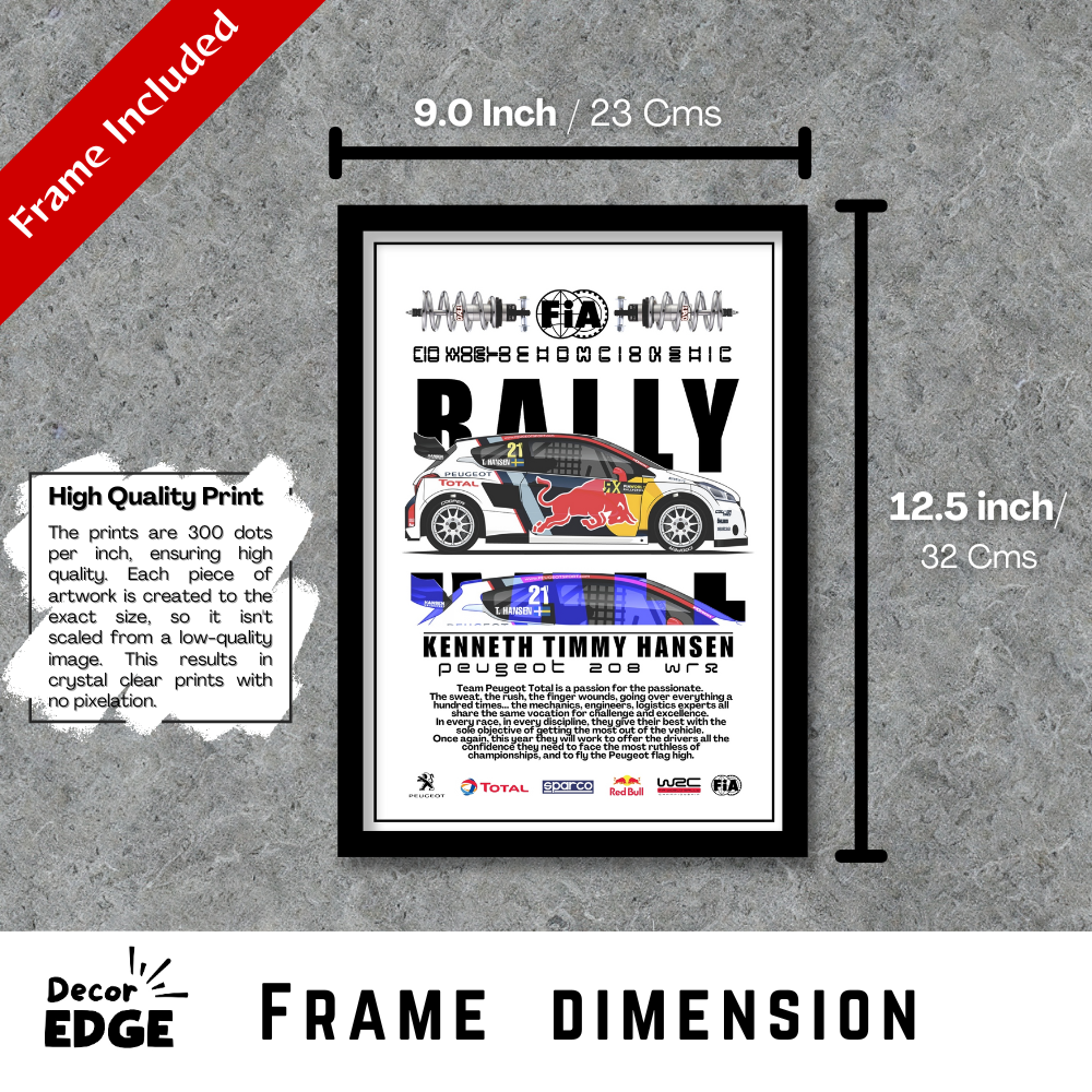 PEUGEOT 208 WR - Framed Car Poster