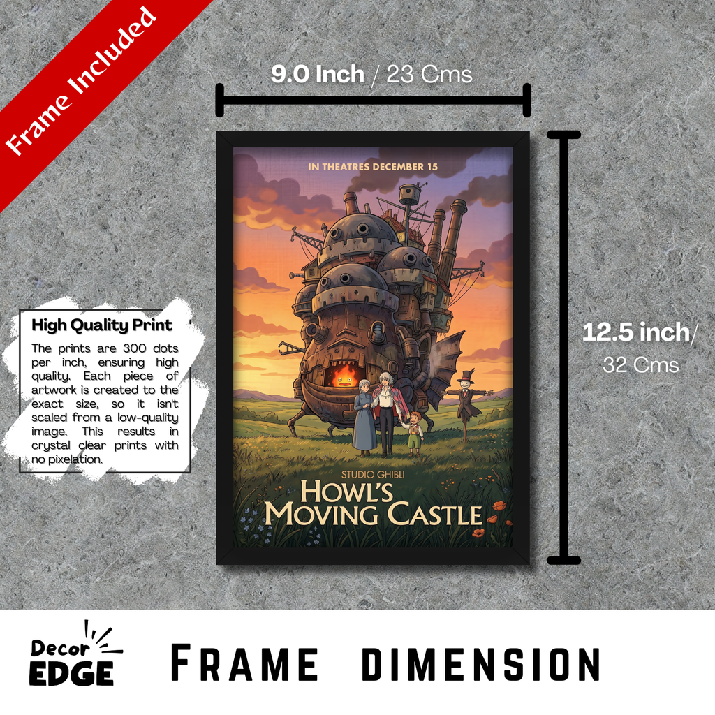 HOWLS MOVING CASTLE- Framed Ghibli Anime Poster