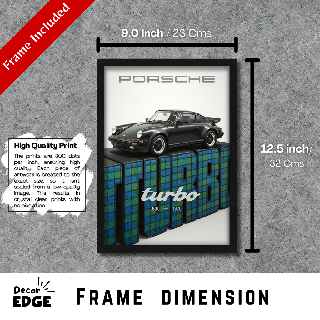 PORSCHE TURBO -1 - Framed Car Poster