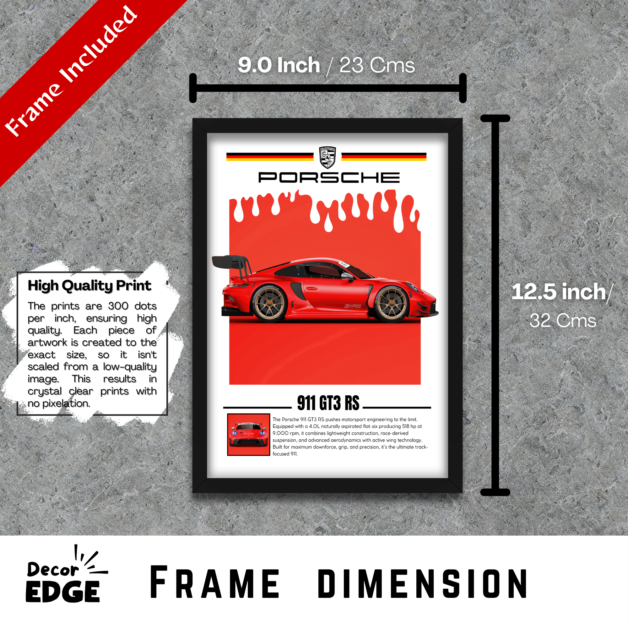 911 GT3 RS -1 - Framed Car Poster