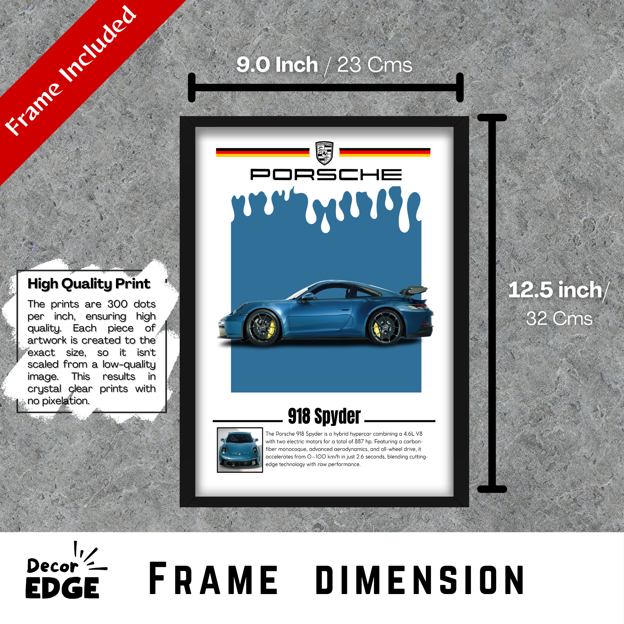 918 SPYDER - Framed Car Poster