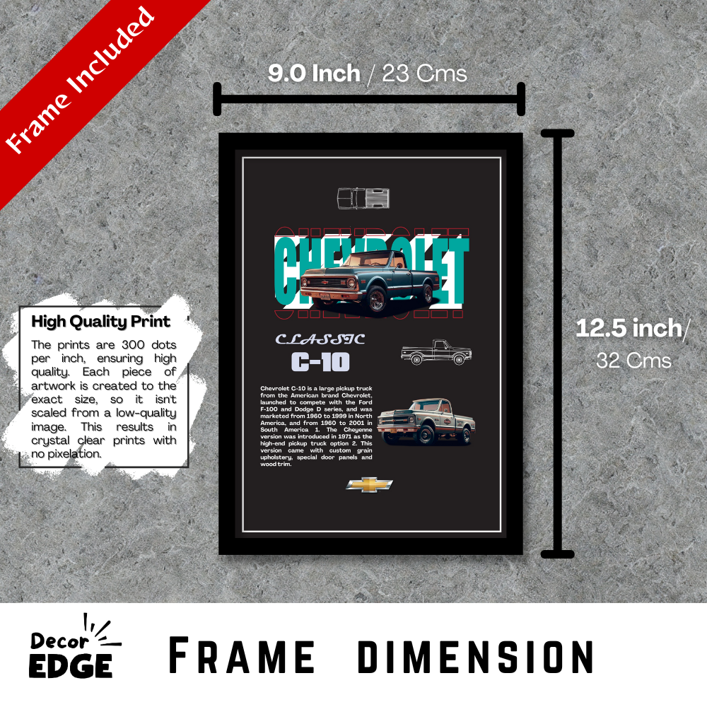 CHEVROLET CLASSIC C-10 V1 - Framed Car Poster