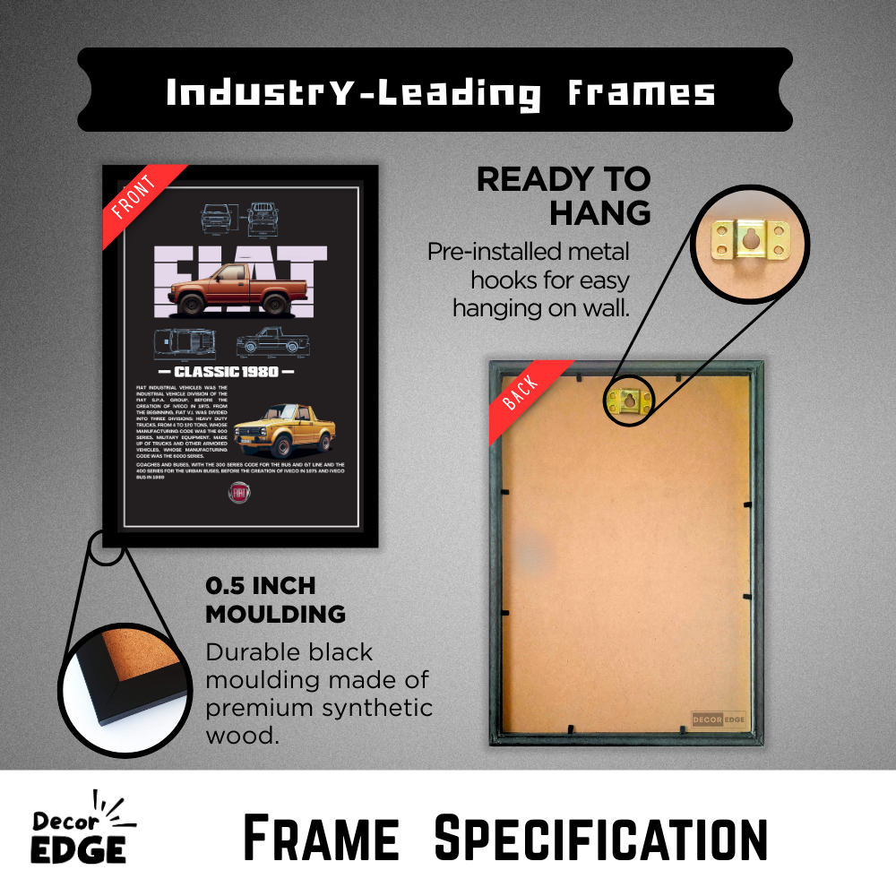 FIAT CLASSIC 1980 V1 - Framed Car Poster