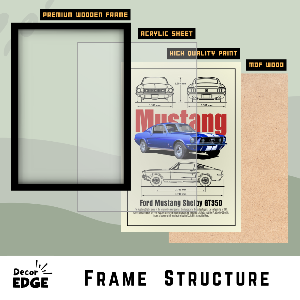 MUSTANG SHELBY GT350 - Framed Car Poster