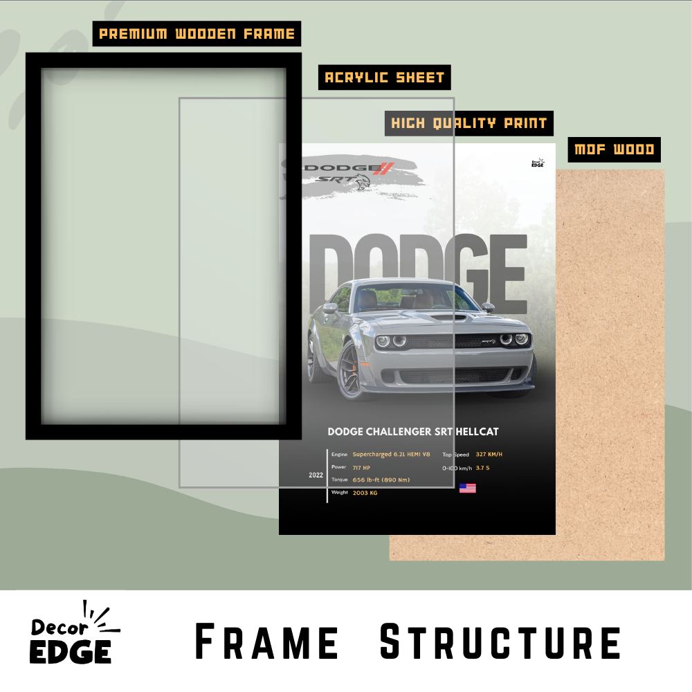 DODGE CHALLENGER SRT - Framed Car Poster