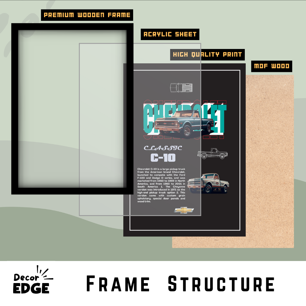 CHEVROLET CLASSIC C-10 V1 - Framed Car Poster