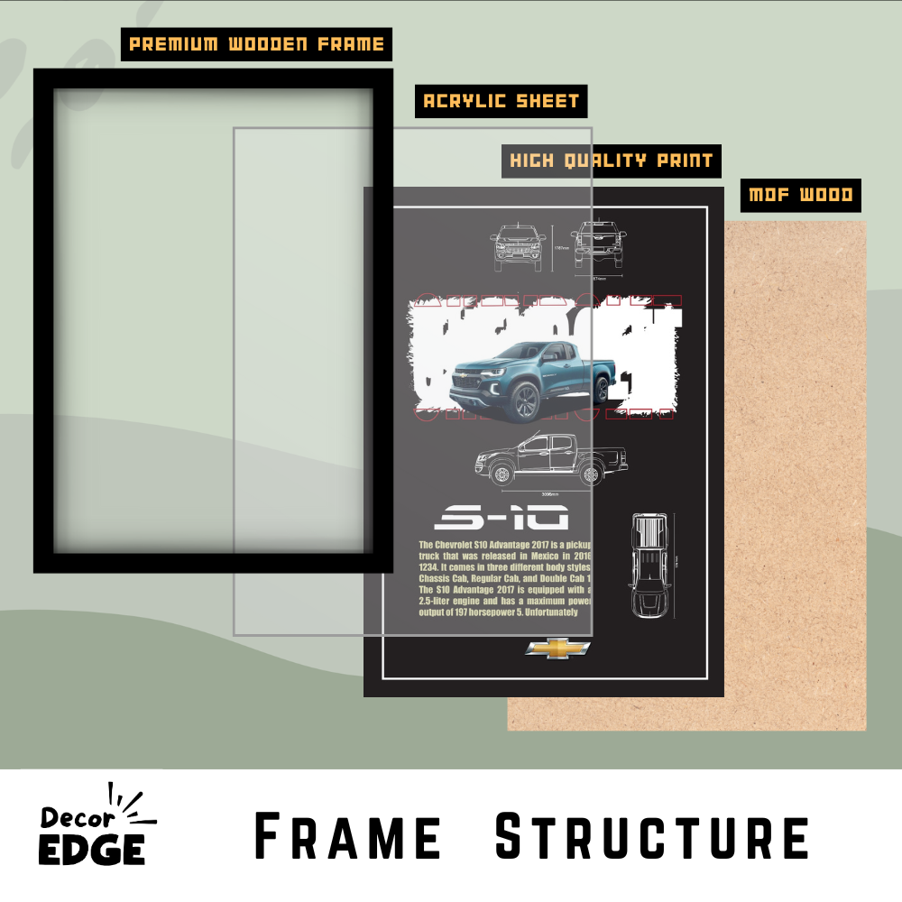 CHEVROLET S-10 ADVANTAGE 2017 - Framed Car Poster