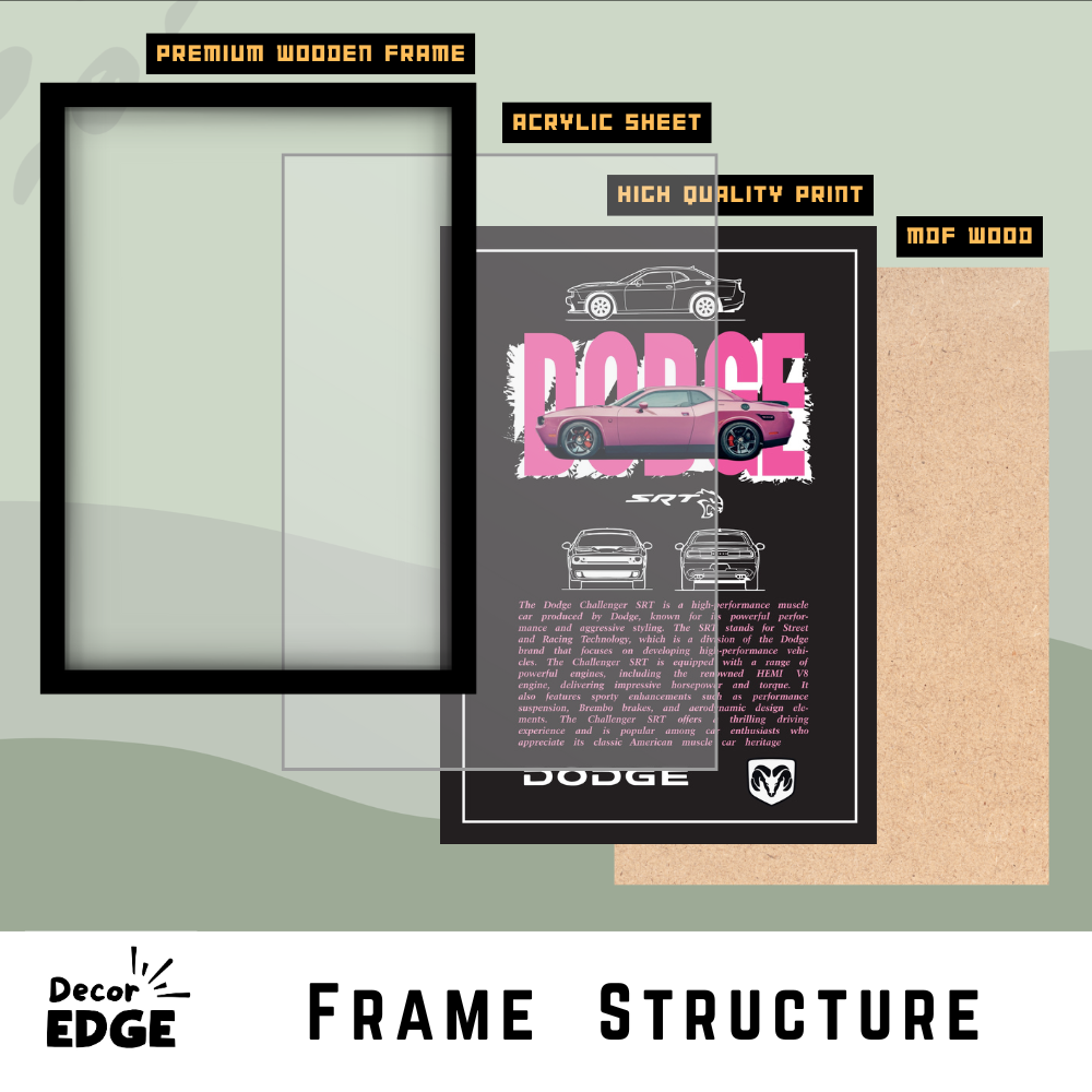 DODGE CHALLENGER SRT - Framed Car Poster